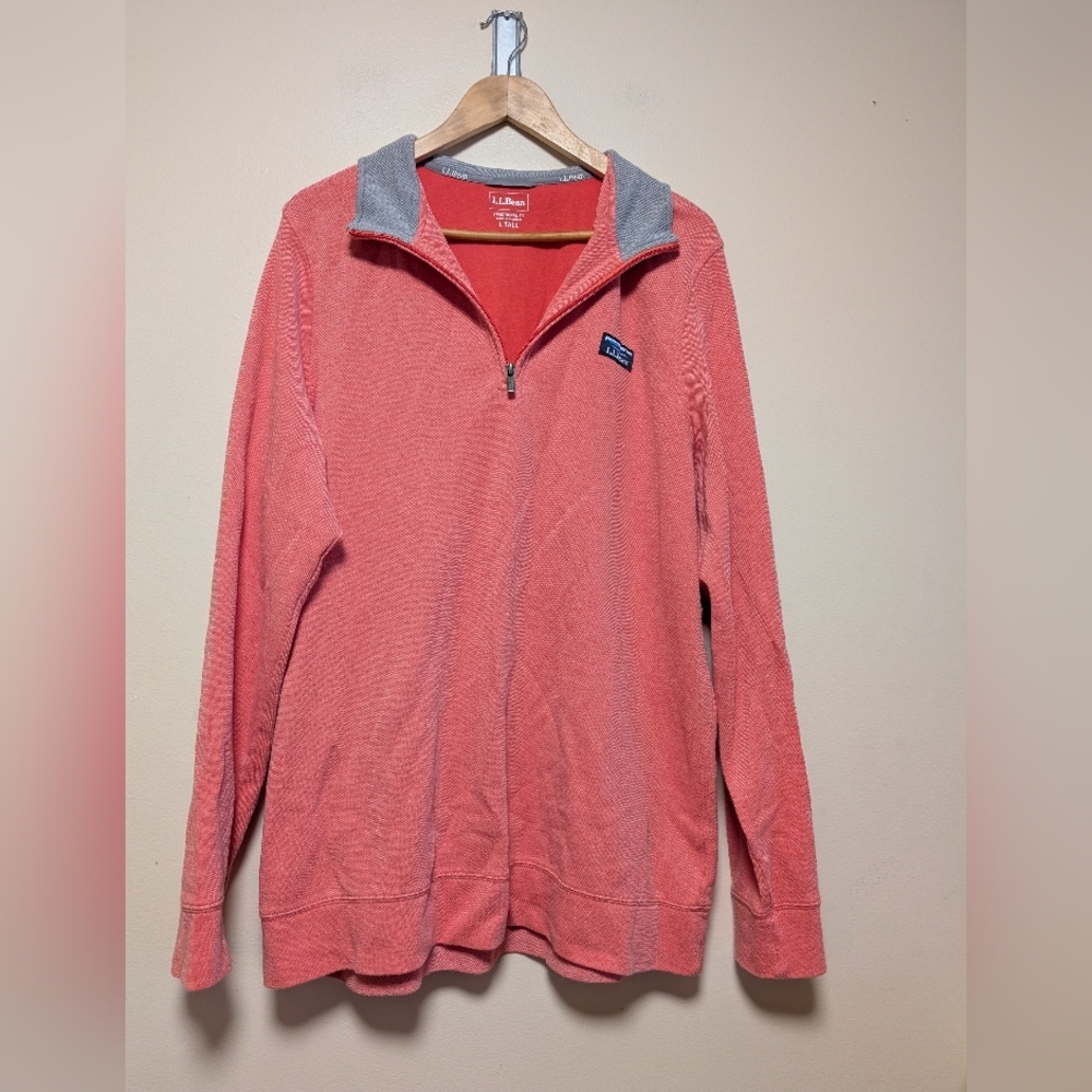 L.L.Bean Coral Quarter Zip Pullover men’s Large Tall